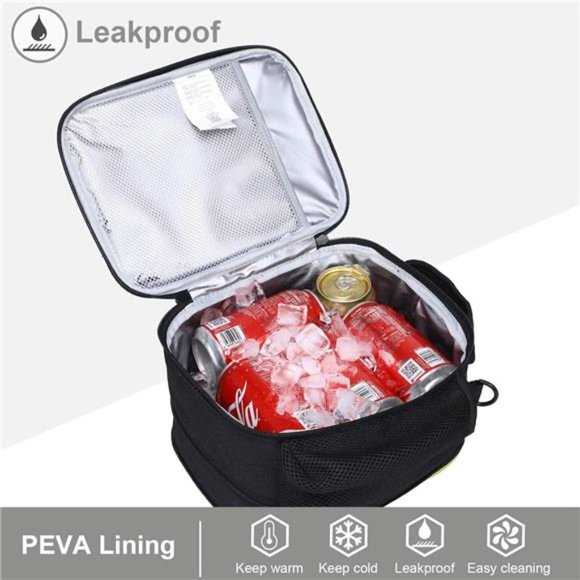 MIER Insulated Lunch Box for Men, Portable Lunchbox Bags (Black/Green) - Picture 5 of 6